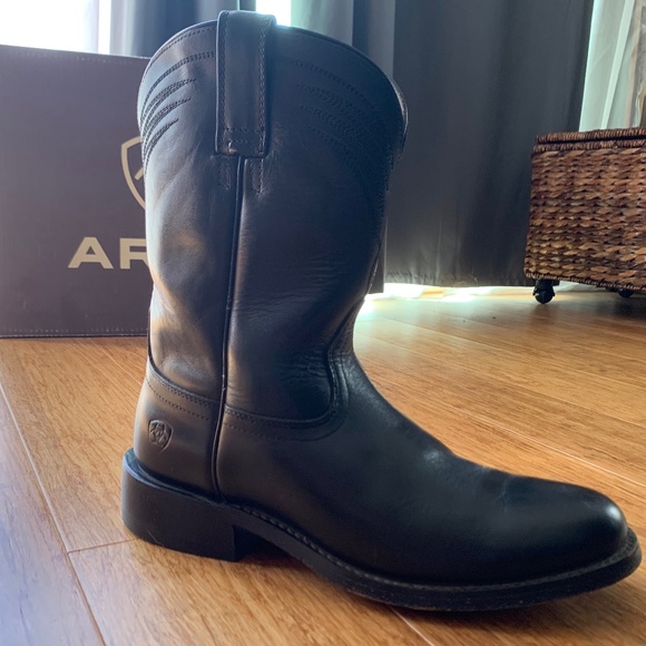 Men`s Black Ariat Roper Size 7D Dress Boots - Picture 3 of 11